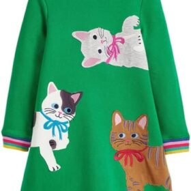 Toddler Girl Long Sleeve Dress Stripe Rainbow Christmas Easter Cotton Casual Tunic Playwear Basic Shirt Party Dresses