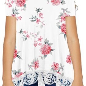 Girls Casual Tunic Tops Short Sleeve Loose Soft Blouse T-Shirt for 4-13 Years