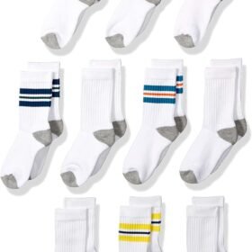 Boys and Toddlers' Cotton Cushioned Crew Sports Socks, 10 Pairs