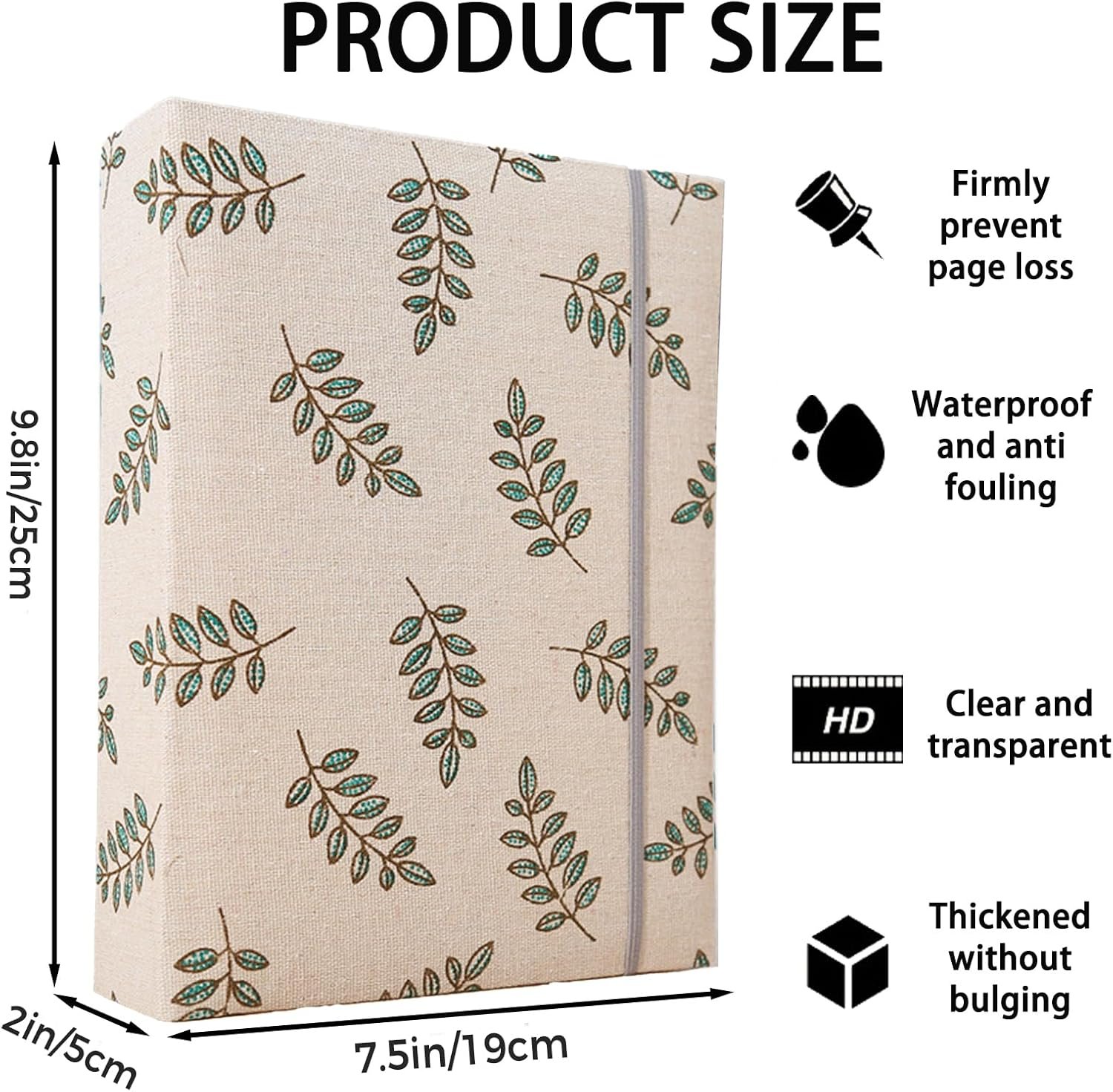 Photo Album 4x6 200 Photos Linen Cover Picture Photo Book for Family Wedding Anniversary Baby Vacation (200 Photos (4x6), Green Leaves) - Image 2