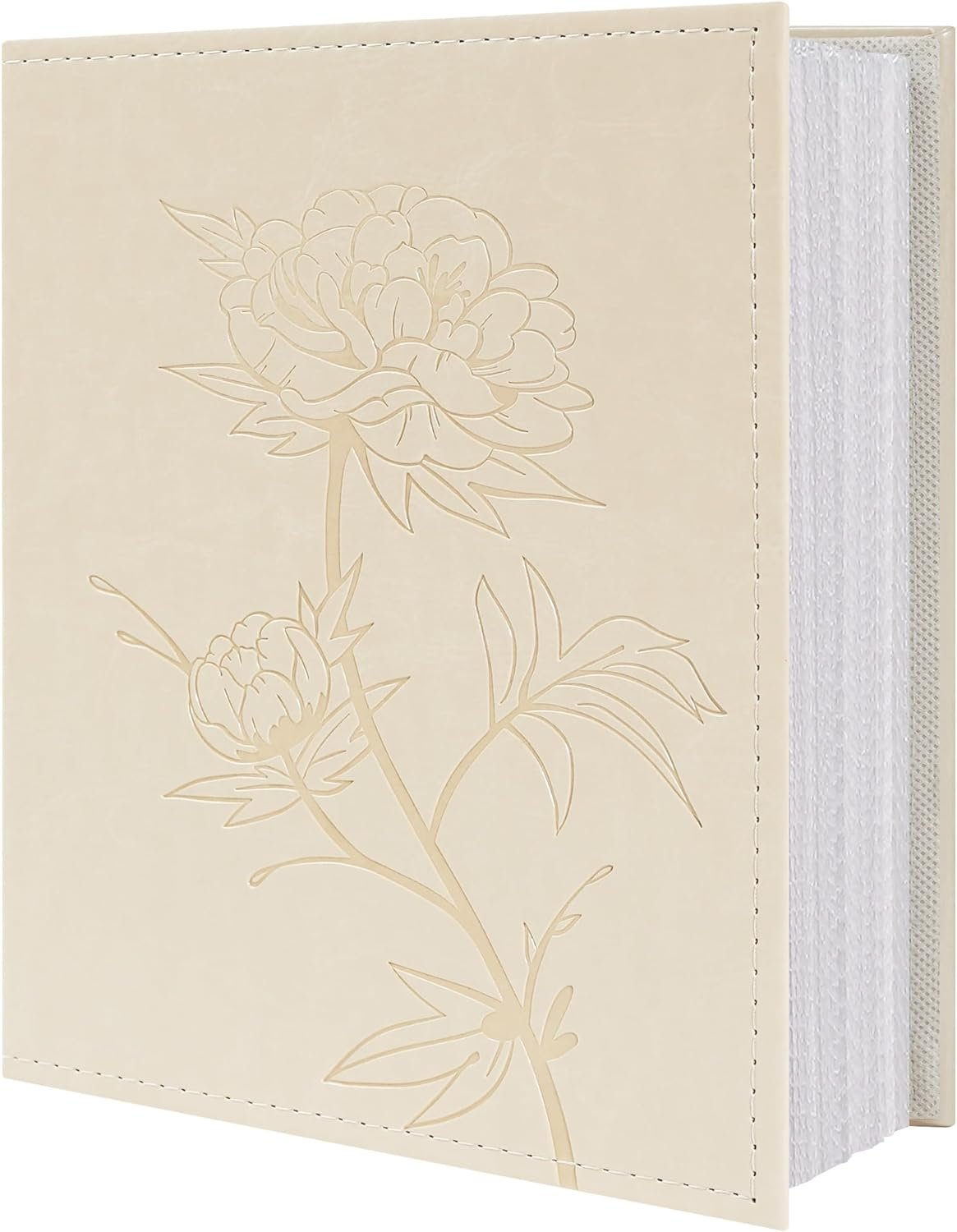 Photo Album 200 4×6 Photos Vegan Leather Cover Photo Book Horizontal Pockets for 4×6 Large Capacity Picture Album for Family Wedding Baby Anniversary(200 Pockets Beige)