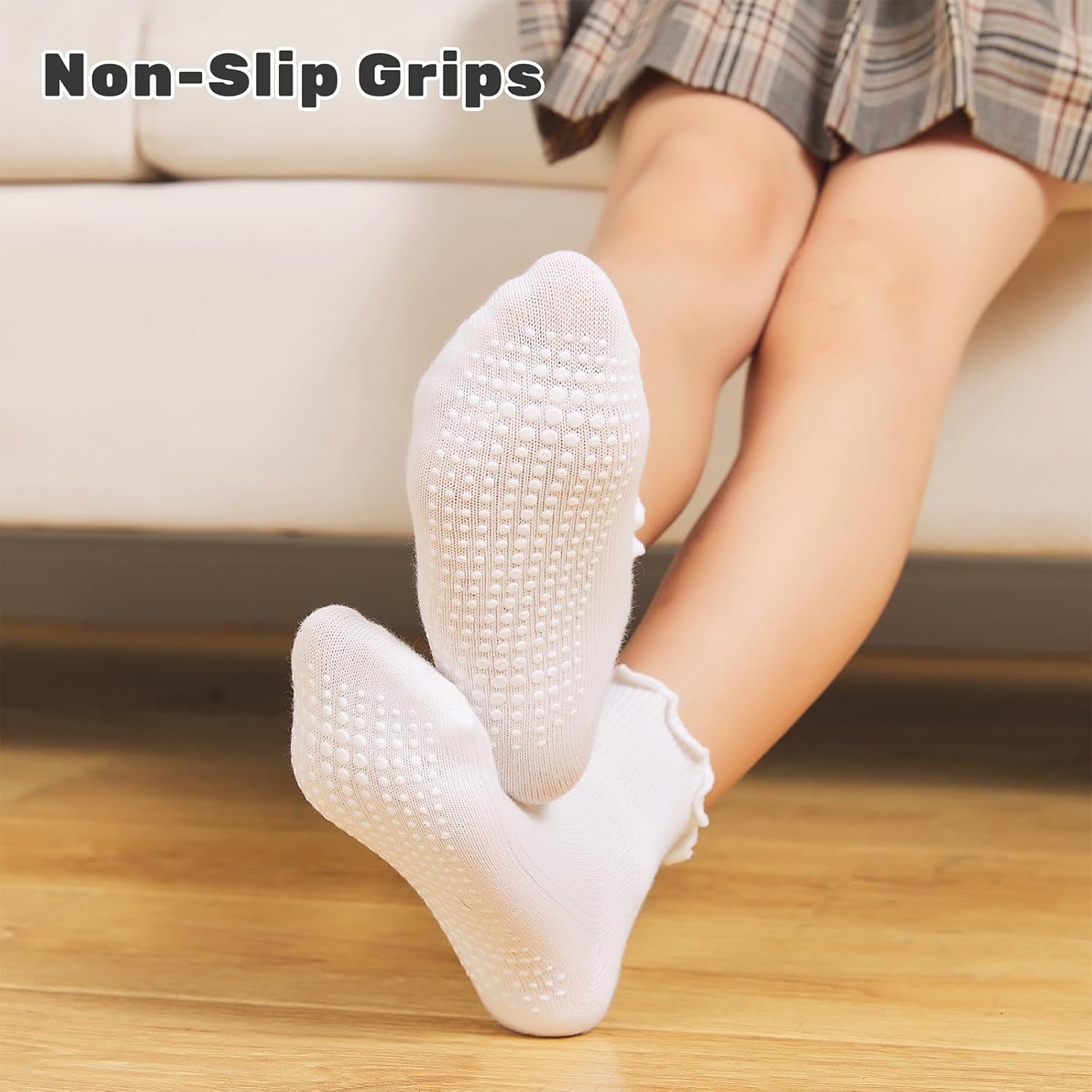6 Pairs Toddler Ruffle Socks for Girls Baby Grip Socks Non Slip Socks Cute Grippy Frilly - Image 2