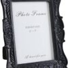 5x7 Black Picture Frame, Vintage Ornate Decorative Hand-Carved Resin Photo Frame with Detailed Design for Tabletop Display or Wall Hanging, Black Home Decor