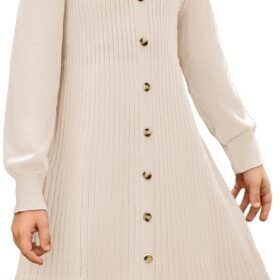 Girls Fall Sweater Dresses, Girl Long Sleeve Winter Dress, Kids Knit Casual Formal Dresses Size 6-14