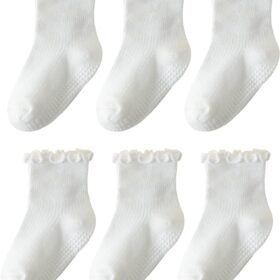 6 Pairs Toddler Ruffle Socks for Girls Baby Grip Socks Non Slip Socks Cute Grippy Frilly