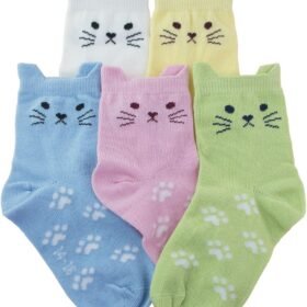 Kids Girls Cotton Cute Socks Low Cut Crew Ankle No Toe Seam Pack of 5
