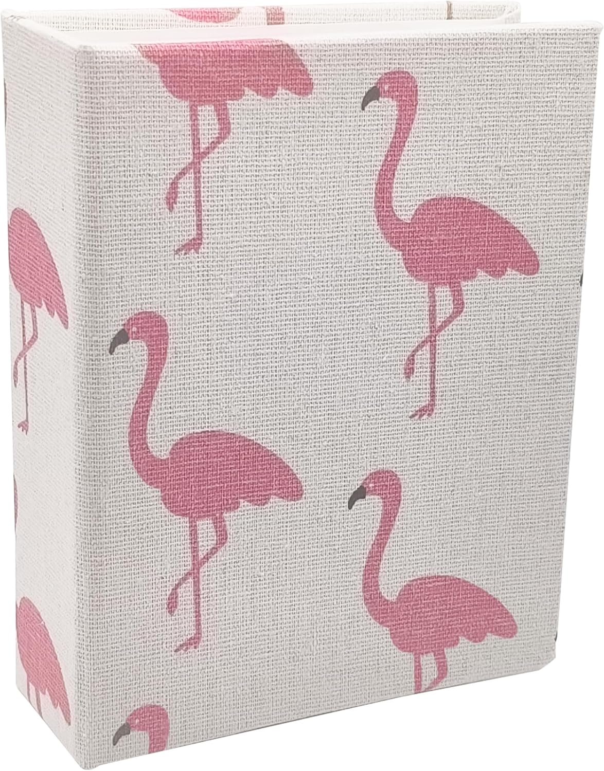 Kids Photo Album, 100 Pockets 4x6 Picture Album, Slip-in Linen Cover Photo Album Book for Boys, Girls(Flamingo)