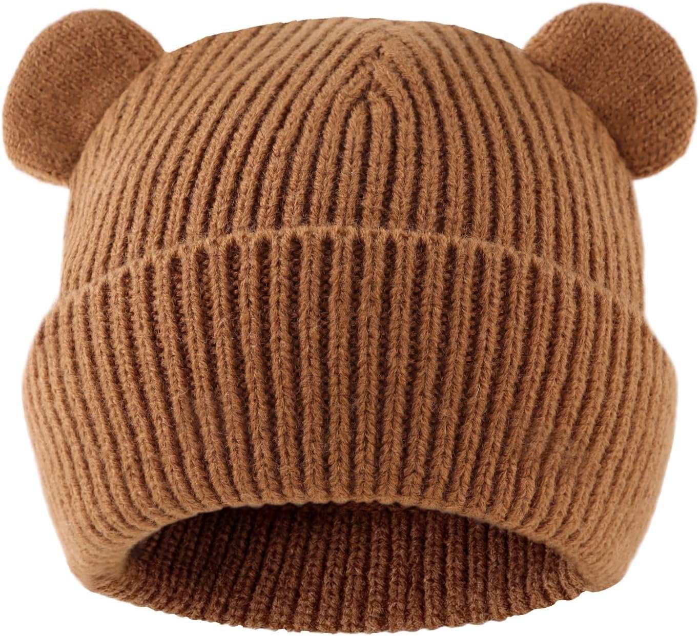 Bear Baby Beanie Knitted Baby Winter Hat Infant Toddler Boys Girls Beanie with Cotton Lining