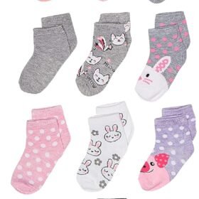 12-Pair Short Ankle Socks for Baby Girls