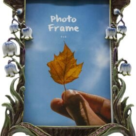Floral Picture Frame 4x6, Vintage Photo Frame Made of Metal and High Definition Glass for Table Top Display, Home Decor, Retro Photo Frame