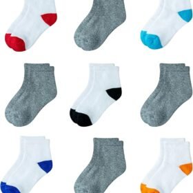 Unisex Kids and Toddlers' Cotton Ankle Socks for Boys Girls Toddlers, 14 Pairs