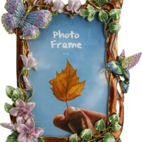 Floral Picture Frame 4x6, Vintage Photo Frame Made of Metal and High Definition Glass for Table Top Display, Home Decor, Retro Photo Frame
